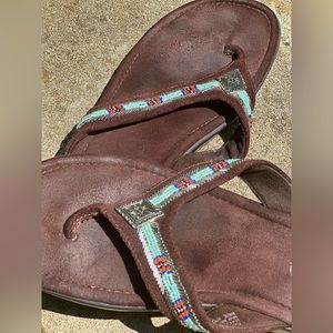 Minnetonka suede flip flops